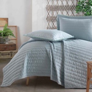 Set 3 piese cuvertura 240x260cm +2 fete perna 50x70cm, bumbac 100%, Pedra v4 Turcoaz