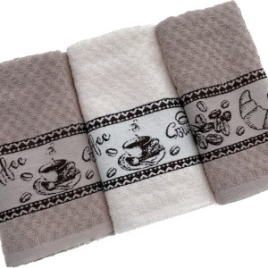 Set 3 prosoape bucatarie 40x60cm, bumbac 100%, Coffee1