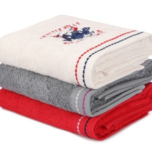 Set 3 prosoape bumbac 100%, Beverly Hills Polo Club, 401 White, Red, Grey