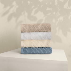 Set 4 prosoape bumbac 100% Koza albastru, crem, ecru, taupe – ultra-absorbante și moi