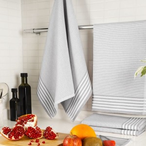 Set 5 prosoape bucatarie alb si gri 45x65cm Sevilla DC Home