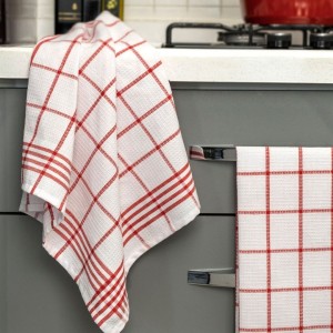 Set 5 prosoape de bucatarie 50x70cm Soft Alb/Rosu, DC Home