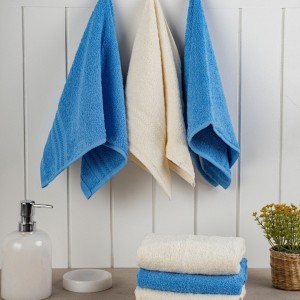 Set 6 prosoape 30x50cm bumbac 100%,Hobby Home, Crem/Albastru