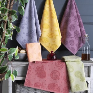 Set 6 prosoape bucatarie, bumbac 100%, 40x60 cm, Saheser, Ananas