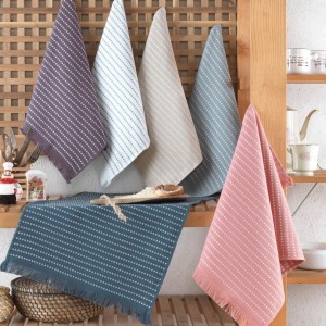 Set 6 prosoape bucatarie Berlino Saheser bumbac 100% jacquard 40x60 cm cu dungi