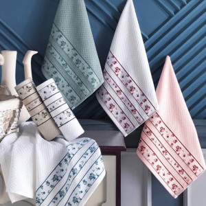 Set 6 prosoape bucatarie, bumbac 100%, 40x60 cm, Saheser, Flowers