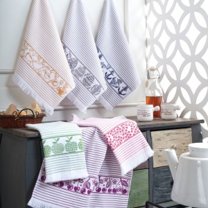 Set 6 prosoape bucatarie, bumbac 100%, 40x60 cm, Saheser, line