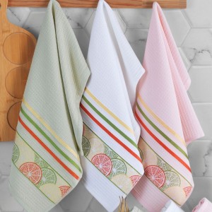 Set 6 prosoape bucatarie Orange Saheser bumbac 100% jacquard 40x60 cm cu felii de portocala