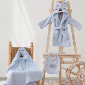 Set baie bebe halat, prosop și bavețică, Cotton Box, Bear