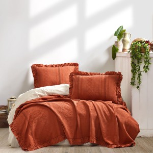 Set cuvertura 220x240cm si fete perna cu volan Tiziana Terra Caramiciu