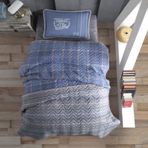 Set cuvertura matlasata + 1 fata perna bumbac 100%, Campus V2