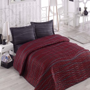 Set cuvertura matlasata 200x220cm+ 2 fete perna 50x70cm Verda - Claret Red