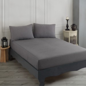 Set husa de pat cu elastic si 2 fete perna, bumbac poliester, 160x200cm, gri