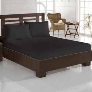 Set husa de pat cu elastic si 2 fete perna, bumbac poliester, 160x200cm, negru
