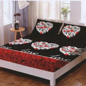 Set husa de pat din finet + 2 fete de perna pentru saltea de 160x200cm HPF210