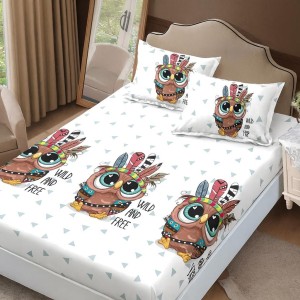 Set husa de pat cu elastic finet bufnite 160x200cm