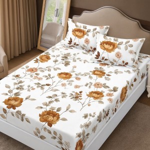 Set husa de pat cu elastic finet bujori 160x200cm