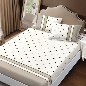 Set husa de pat cu elastic finet buline negre 160x200cm