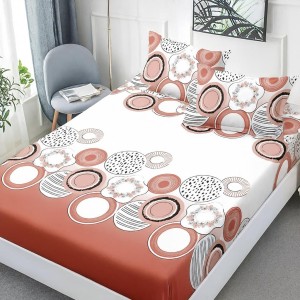 Set husa de pat cu elastic finet cercuri stilizate 160x200cm