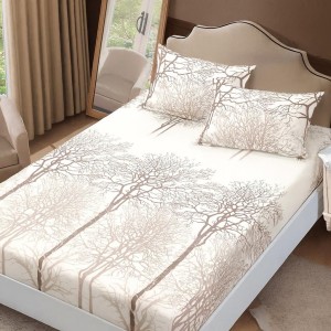 Set husa de pat cu elastic finet copaci stilizati 160x200cm