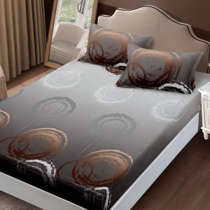 Set husa de pat cu elastic finet gri cu cercuri 160x200cm