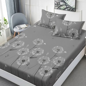 Set husa de pat cu elastic finet gri cu papadii 160x200cm
