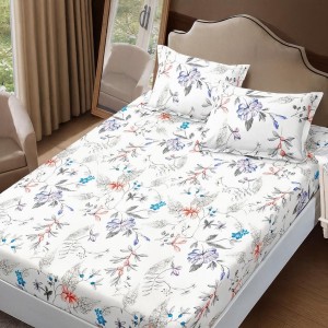 Set husa de pat cu elastic finet imprimeu floral 160x200cm