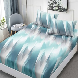 Set husa de pat cu elastic finet model geometric 160x200cm