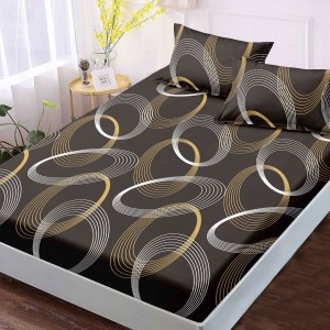 Set husa finet cercuri 160x200 cu 2 fete de perna, fixare perfecta