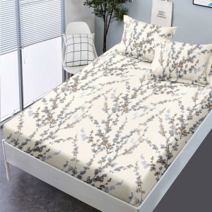 Set husa finet crengute bleu-maro 160x200 cu 2 fete de perna, fixare perfecta