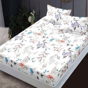 Set husa finet Floral multicolor 160x200 cu 2 fete de perna, fixare perfecta