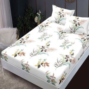 Set husa finet Frunze multicolore 160x200 cu 2 fete de perna, fixare perfecta