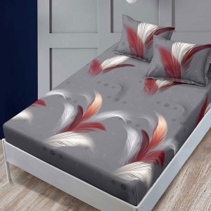 Set husa finet Pene Alb-Bordo 160x200 cu 2 fete de perna, fixare perfecta