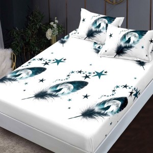 Set husa finet cu pene 160x200 cu 2 fete de perna, fixare perfecta