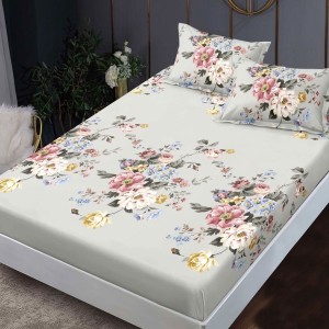 Set husa finet Trandafiri multicolori 160x200 cu 2 fete de perna, fixare perfecta