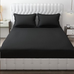 Set husa pat damasc+2 fete perna, saltea 120x200cm, negru