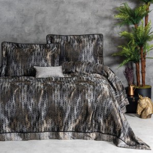 Set lux cuvertura jacquard 250x260cm+2 fete perna, Laura Bej