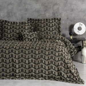 Set lux cuvertura jacquard 250x260cm+2 fete perna,Bertha Antracit