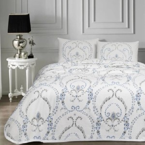 Set pique Lenjerie si Cuvertura bumbac 100%, 4 piese, TAC, Altessa Mavi