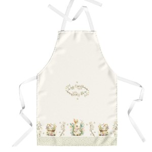 Sort de bucătărie YoYo din bumbac 100%, cu iepurași și flori pastelate, perfect pentru decorul festiv de Paște.