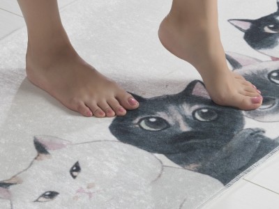 Covoras baie 40x60 cm, Alessia Home, Angry Cats DJT