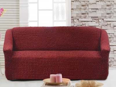Husa elastica din material creponat, pentru canapea 2 locuri, Bordo (Red)