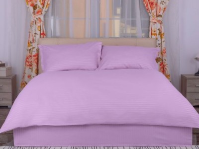 Lenjerie cu cearceaf pat cu elastic - saltea de 160x200cm, damasc policoton, lila
