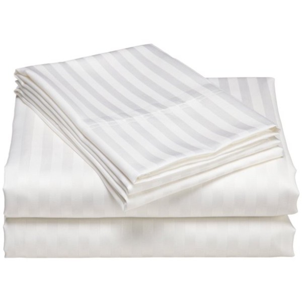 cearceaf de pilota damasc alb 180x220 cm cu model in dungi discrete