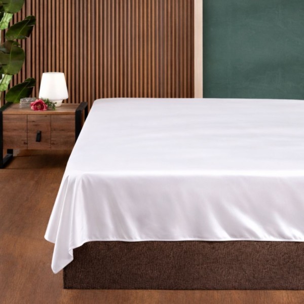 Cearceaf pat dublu 240x260 cm bumbac satinat premium alb First Choice
