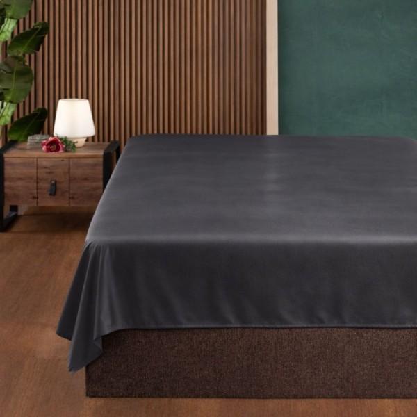 Cearceaf pat dublu 240x260 cm bumbac satinat premium antracit First Choice