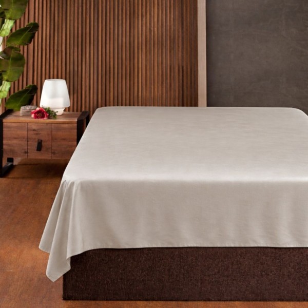 Cearceaf pat dublu 240x260 cm bumbac satinat premium bej First Choice