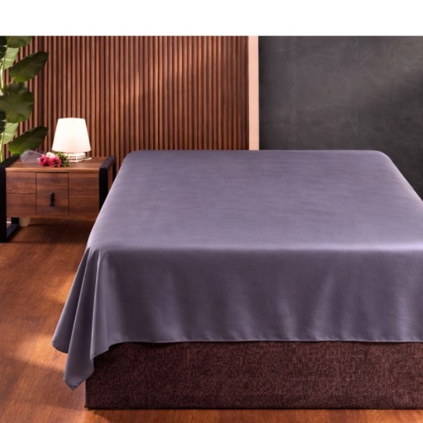 Cearceaf pat dublu 240x260 cm bumbac satinat premium gri First Choice