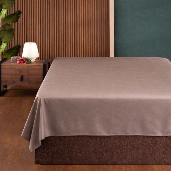 Cearceaf pat dublu 240x260 cm bumbac satinat premium Maro deschis First Choice
