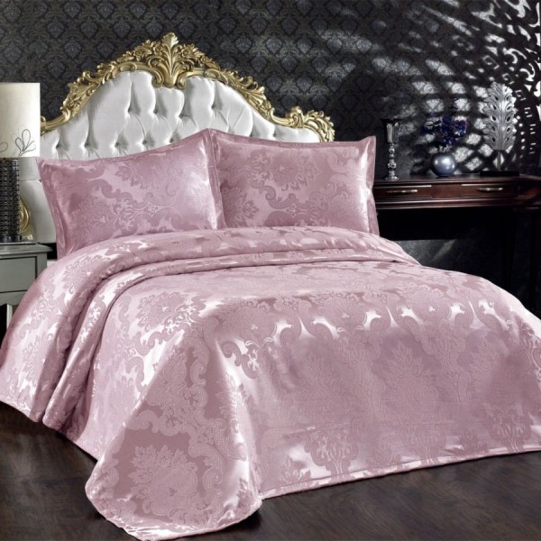 Cuvertura de pat dublu jacquard Beste Roz Pudra, Whitney Home
